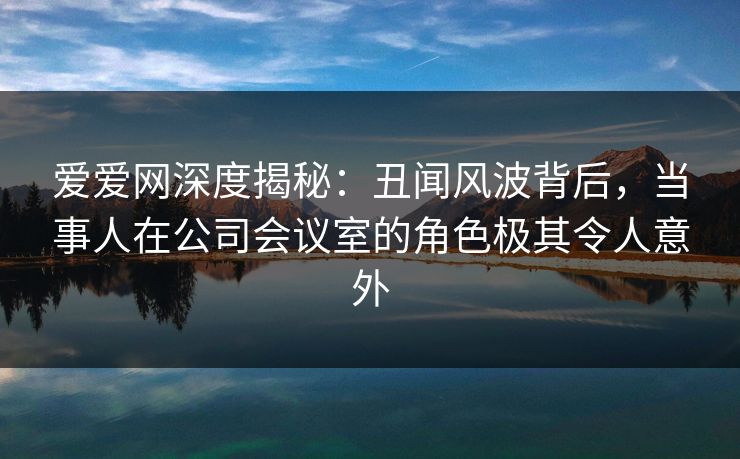 爱爱网深度揭秘：丑闻风波背后，当事人在公司会议室的角色极其令人意外