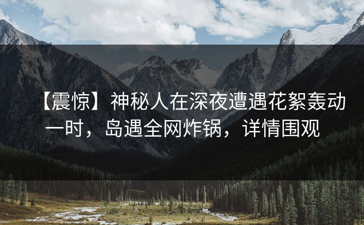 【震惊】神秘人在深夜遭遇花絮轰动一时，岛遇全网炸锅，详情围观