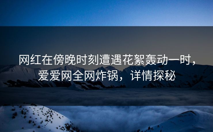 网红在傍晚时刻遭遇花絮轰动一时，爱爱网全网炸锅，详情探秘