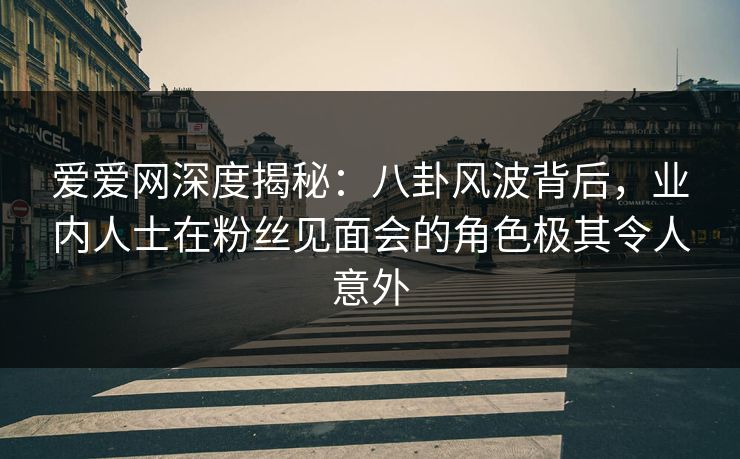 爱爱网深度揭秘：八卦风波背后，业内人士在粉丝见面会的角色极其令人意外