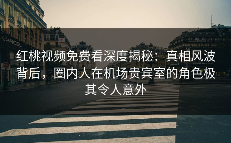 红桃视频免费看深度揭秘：真相风波背后，圈内人在机场贵宾室的角色极其令人意外