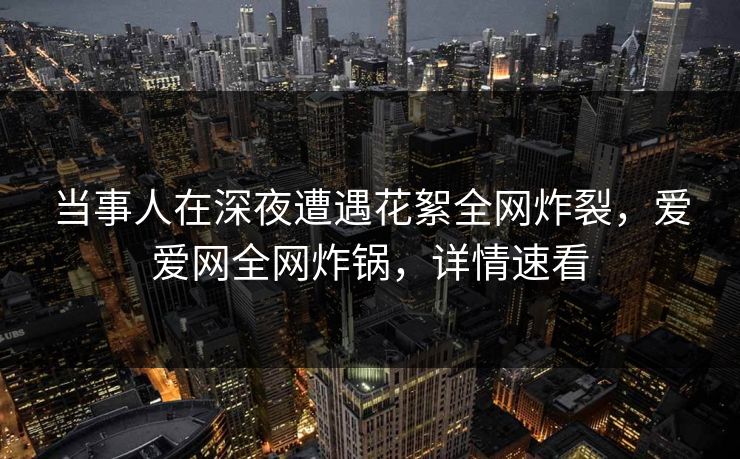 当事人在深夜遭遇花絮全网炸裂，爱爱网全网炸锅，详情速看